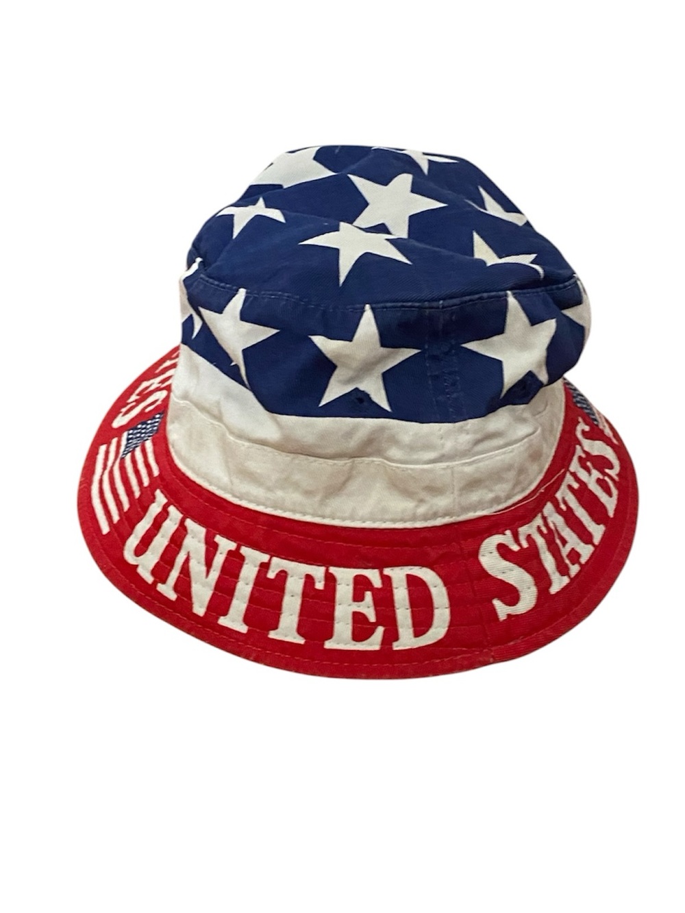 Vintage 1994 Hong Kong United States USA Flag Bucket Hat - Red White Blue
